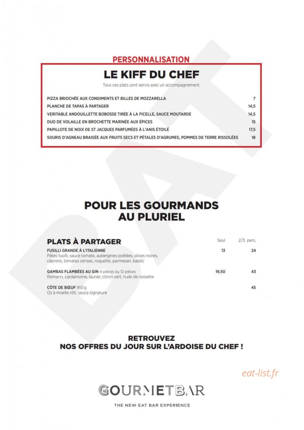 Gourmet Bar — carte page 3