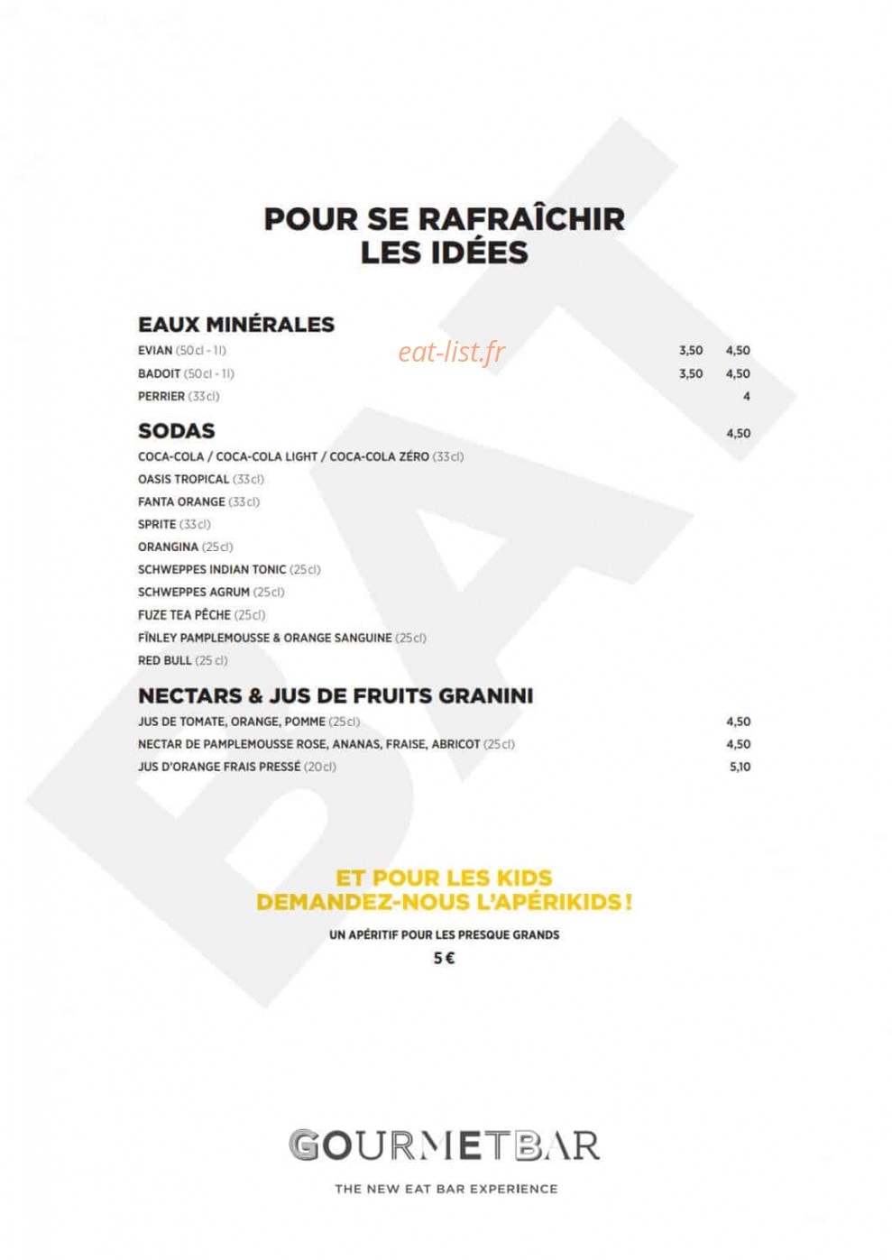 Gourmet Bar — carte page 10