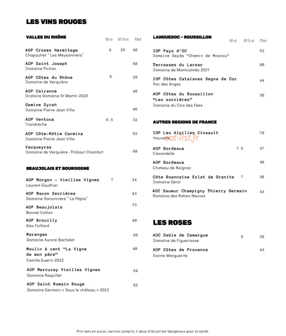 Gourmet Bar — carte page 4