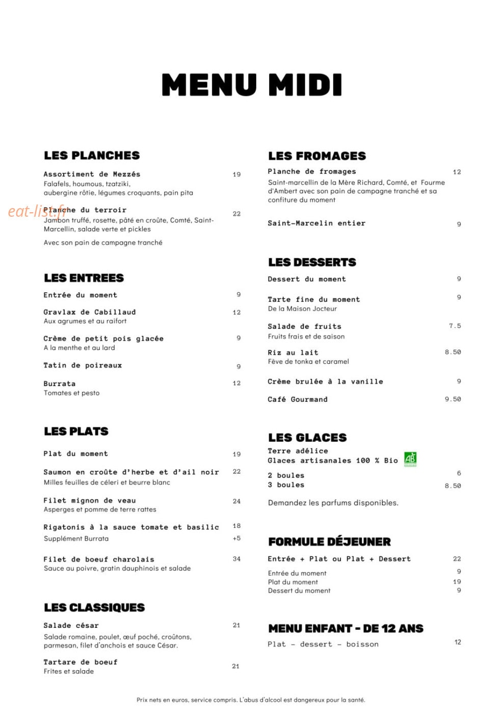 Gourmet Bar — carte page 2