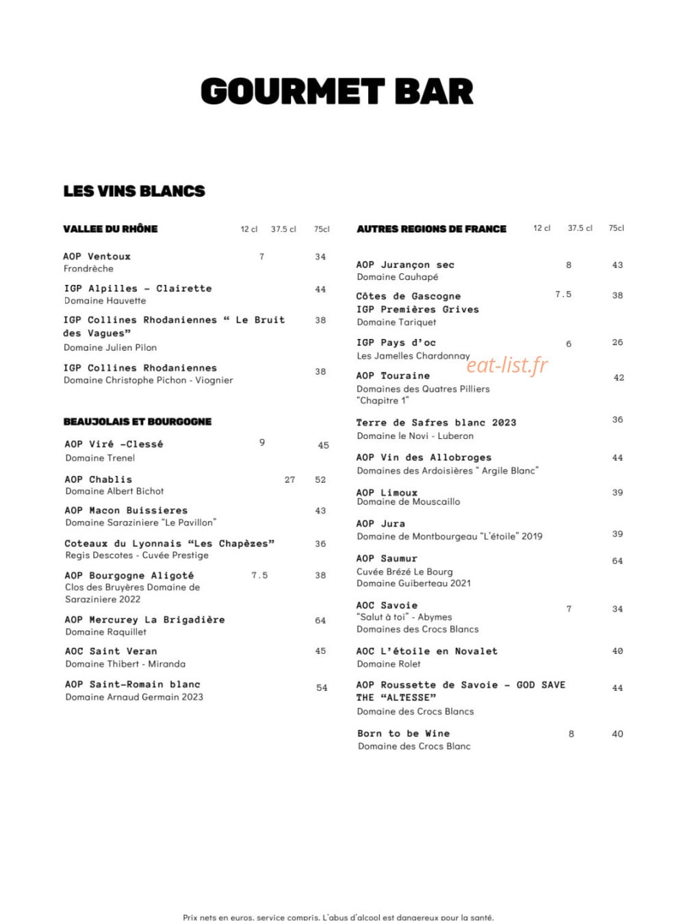 Gourmet Bar — carte page 3