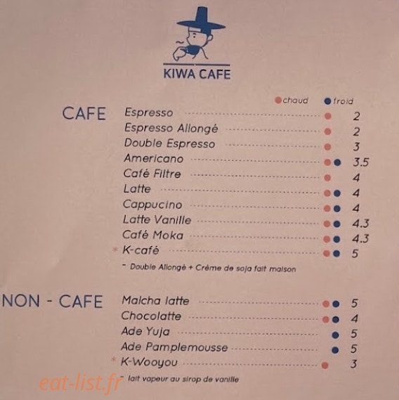 Kiwa café — carte page 1