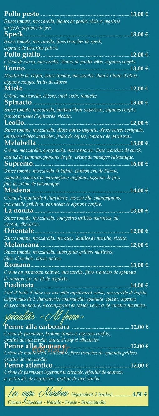 L’atelier du pizzaiolo — carte page 10