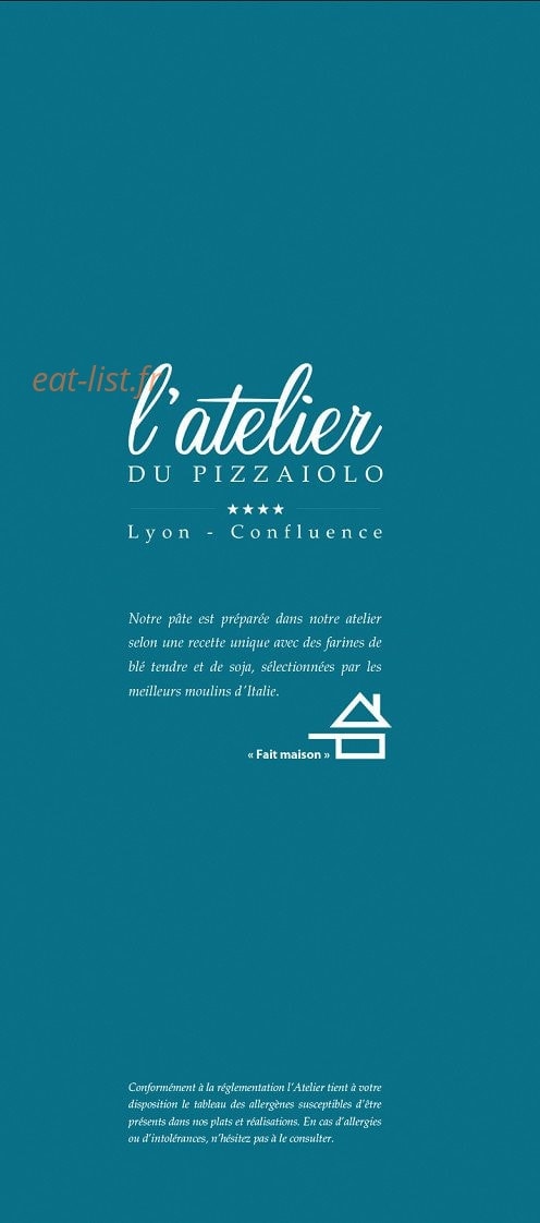 L’atelier du pizzaiolo — carte page 1