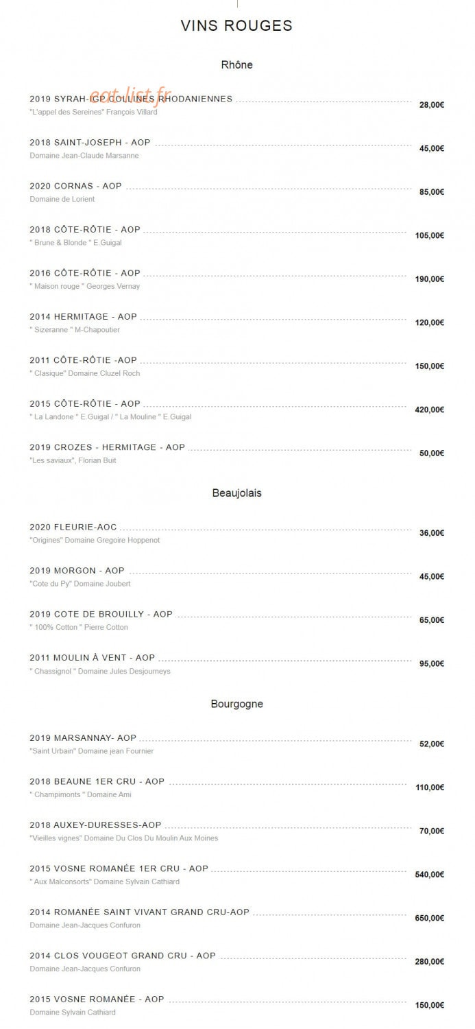 L'Institut Restaurant — carte page 6