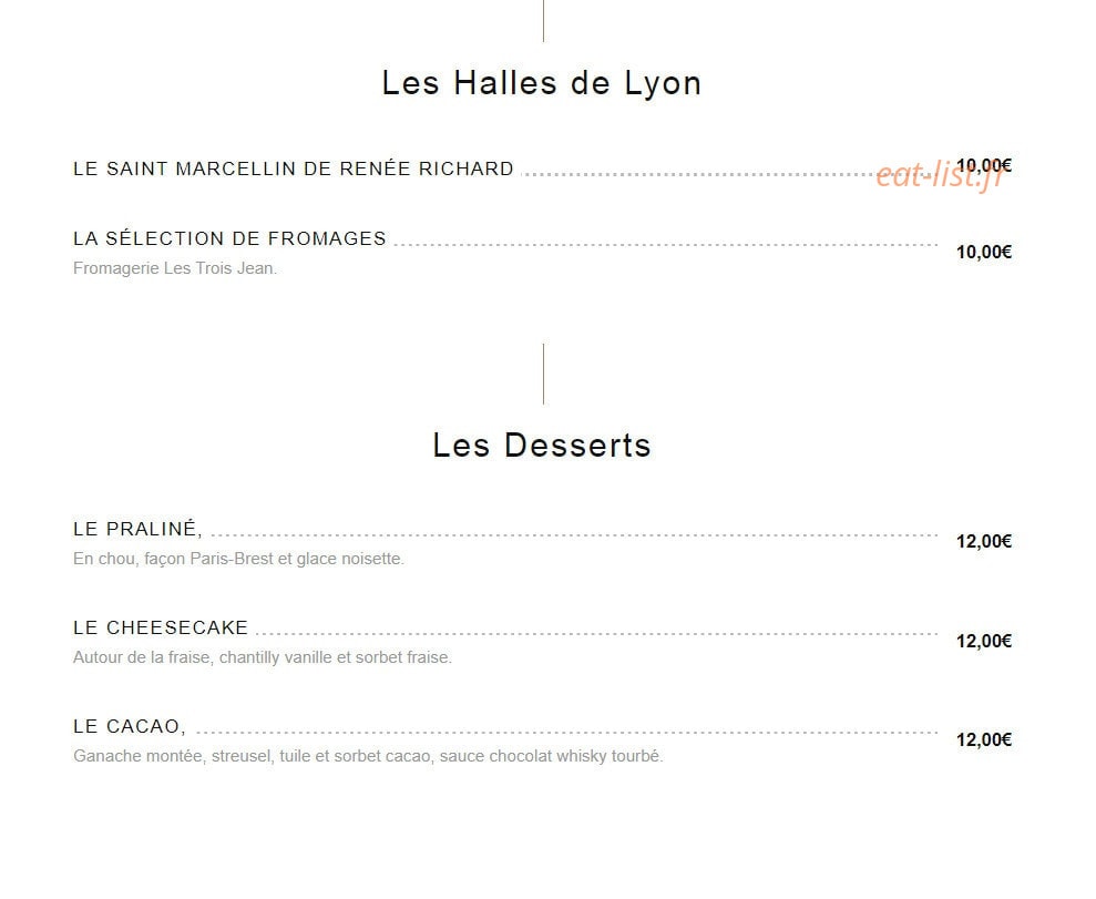 L'Institut Restaurant — carte page 2
