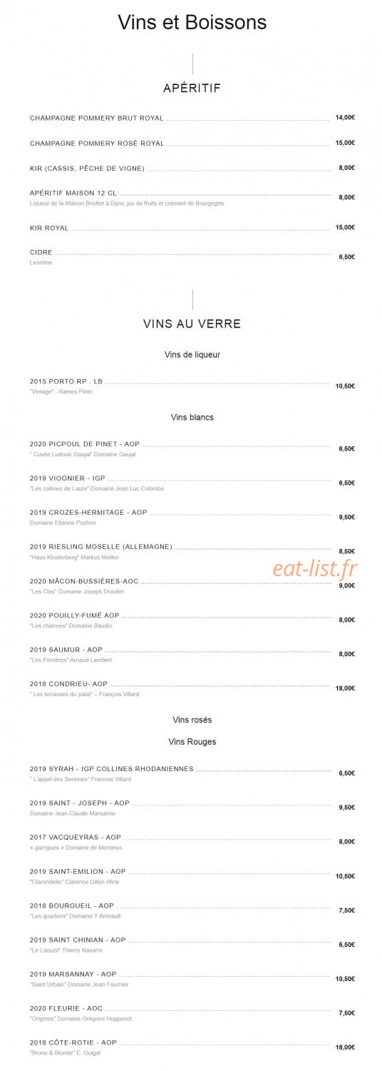 L'Institut Restaurant — carte page 3