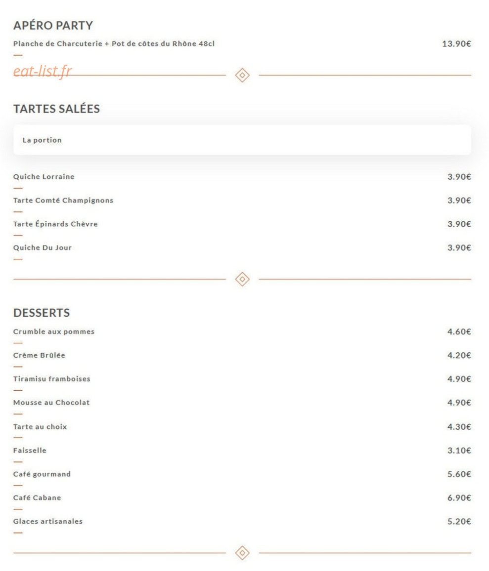 La Cabane — carte page 3