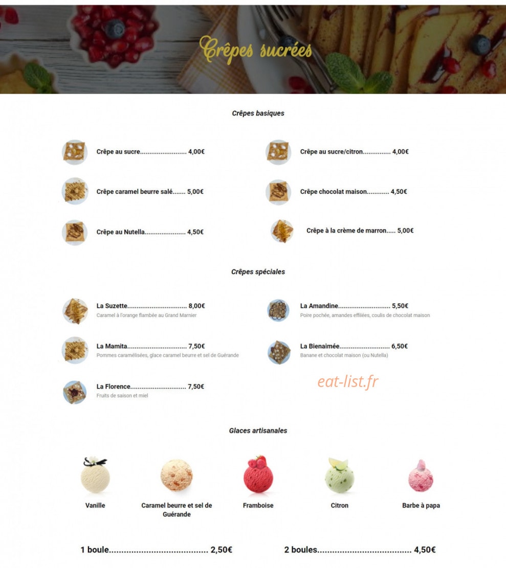 La Crêperie de DéDé — carte page 2