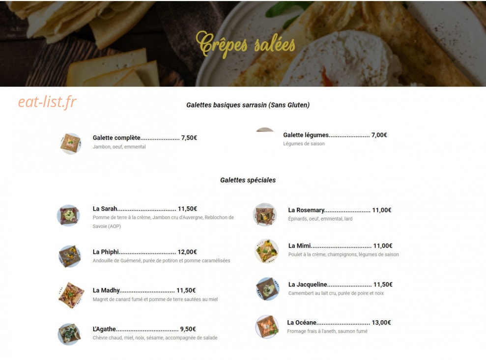 La Crêperie de DéDé — carte page 1