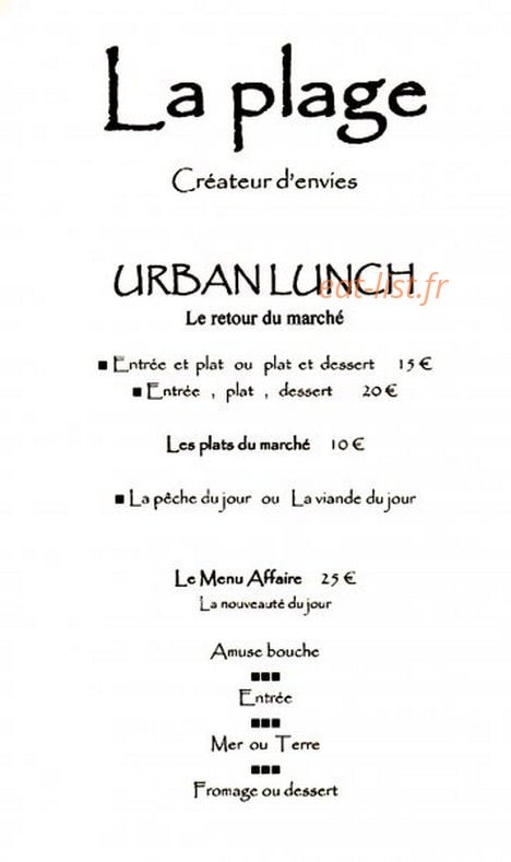 La Plage — carte page 4