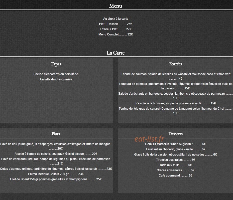 Le Comptoir d'Ainay — carte page 1