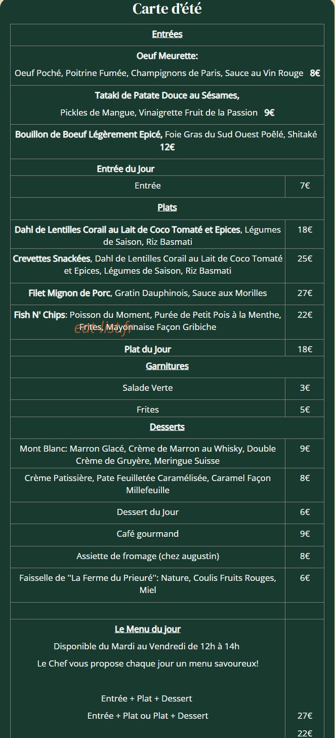 Le Corner — carte page 1