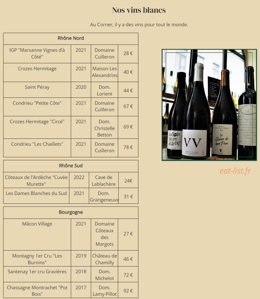 Le Corner — carte page 4