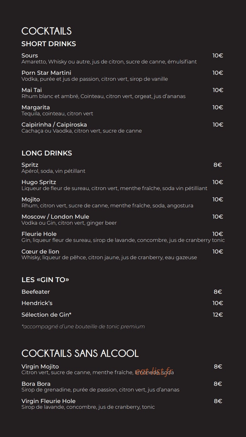 Le Lion Bar — carte page 2