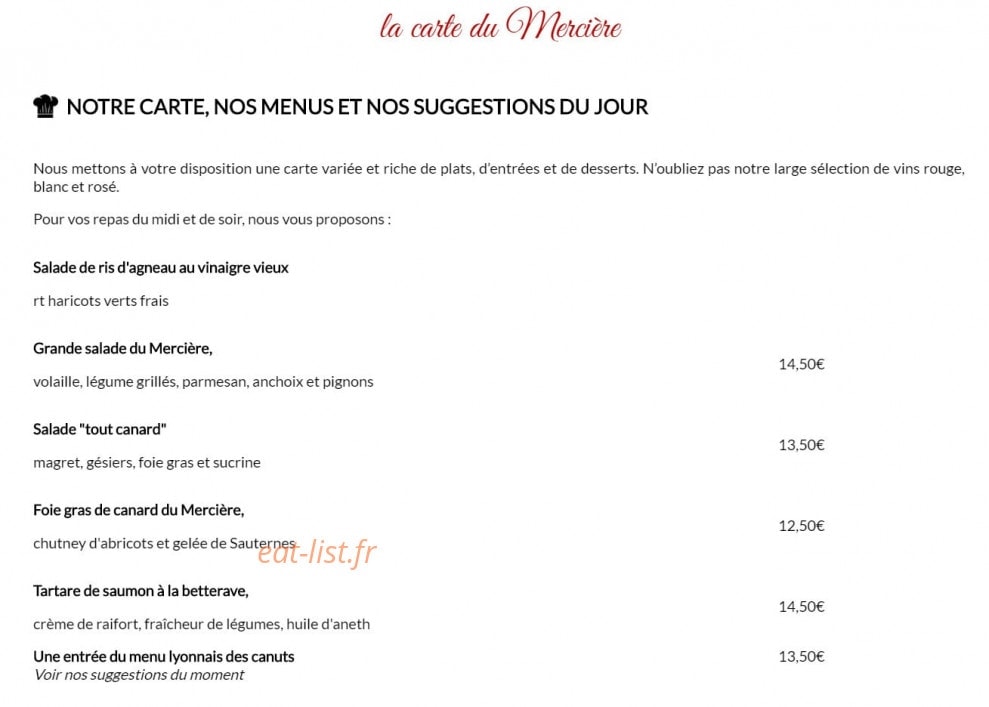 Le mercière — carte page 1