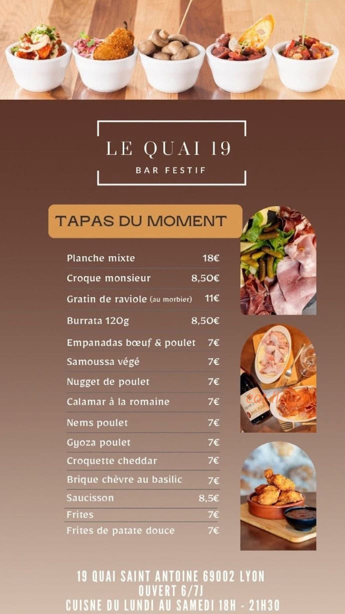 Le Quai 19 — carte page 1