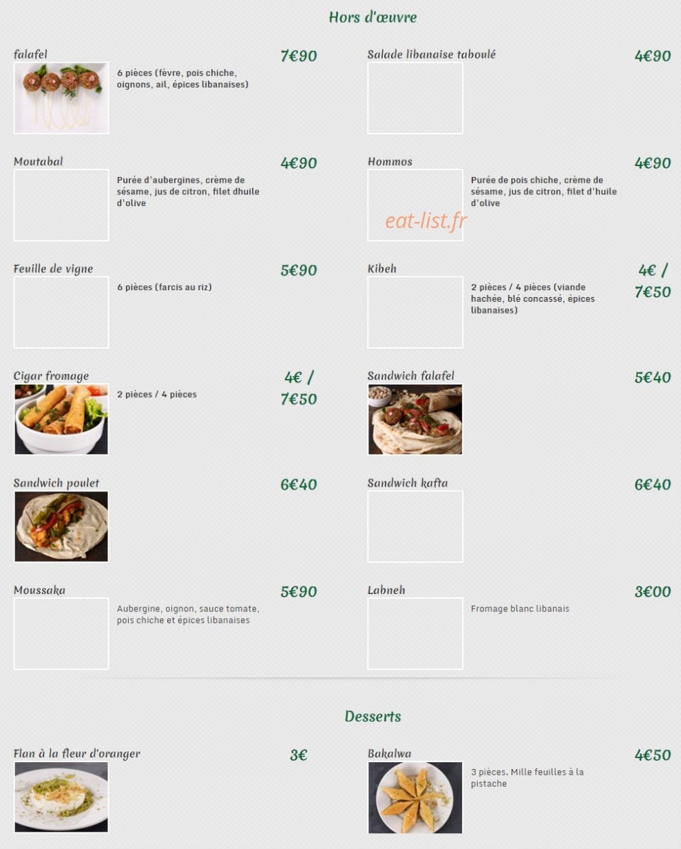 Le roi falafel — carte page 1