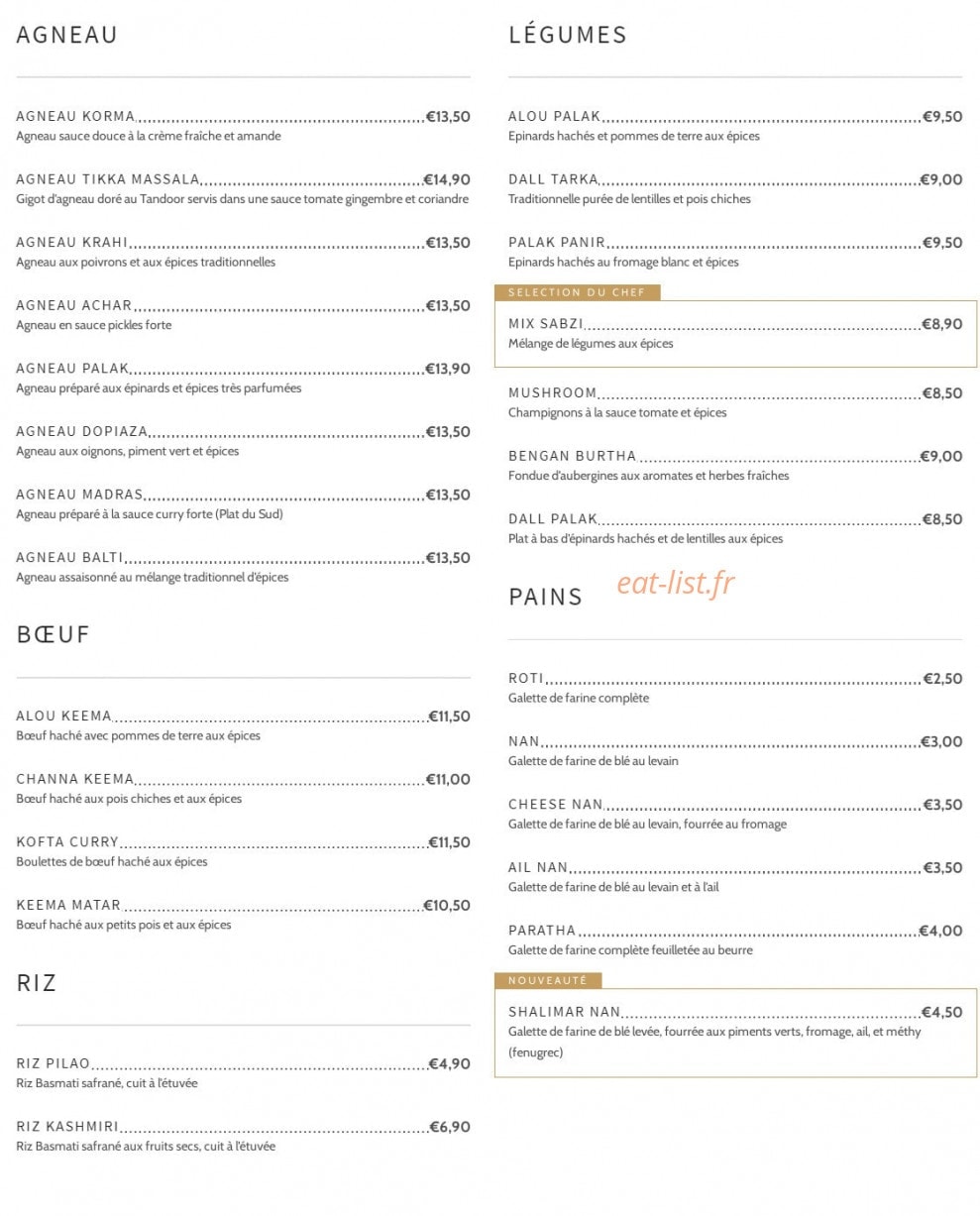 Le Shalimar — carte page 3