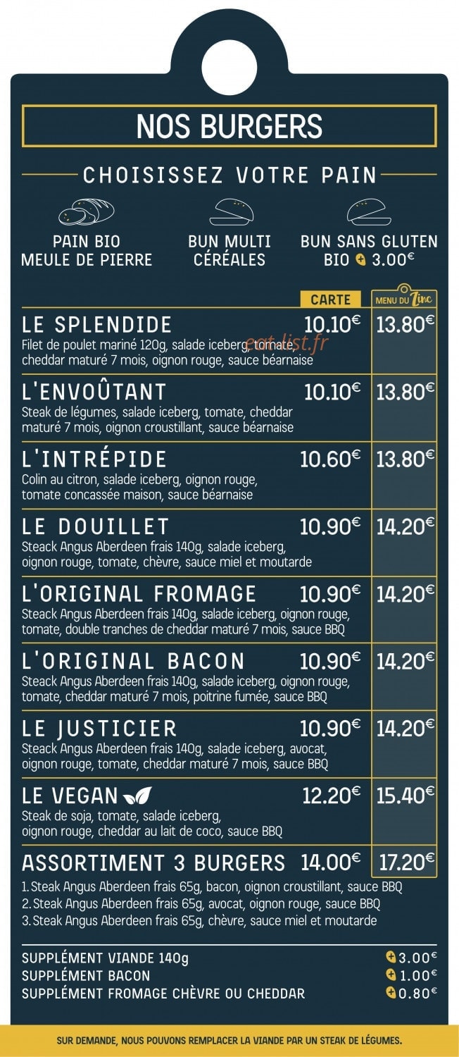 Le Zinc à Burger — carte page 2