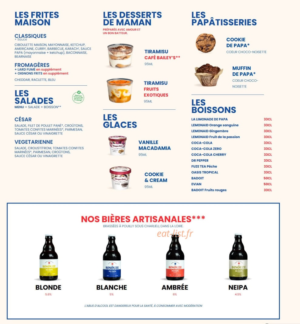 Les Burgers de Papa — carte page 3