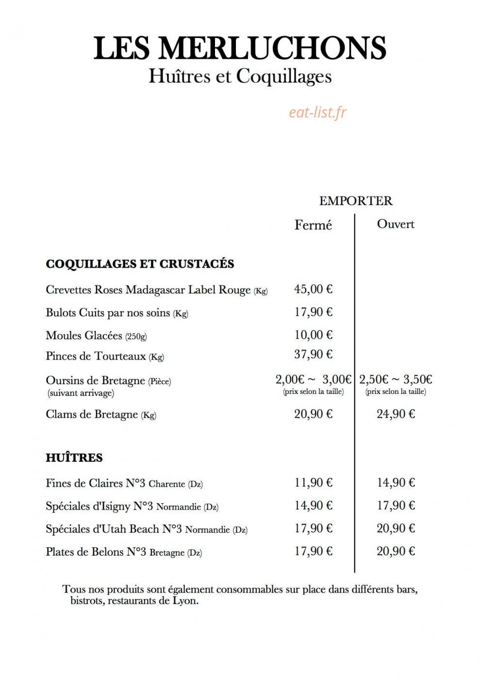 Les Merluchons — carte page 1