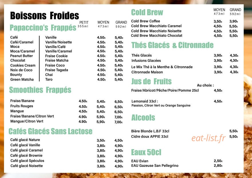 Les Papas Sucrés — carte page 4