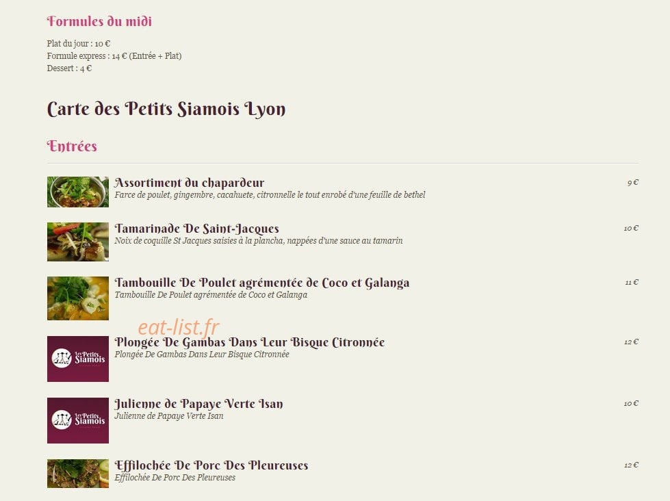 Les Petits Siamois — carte page 1