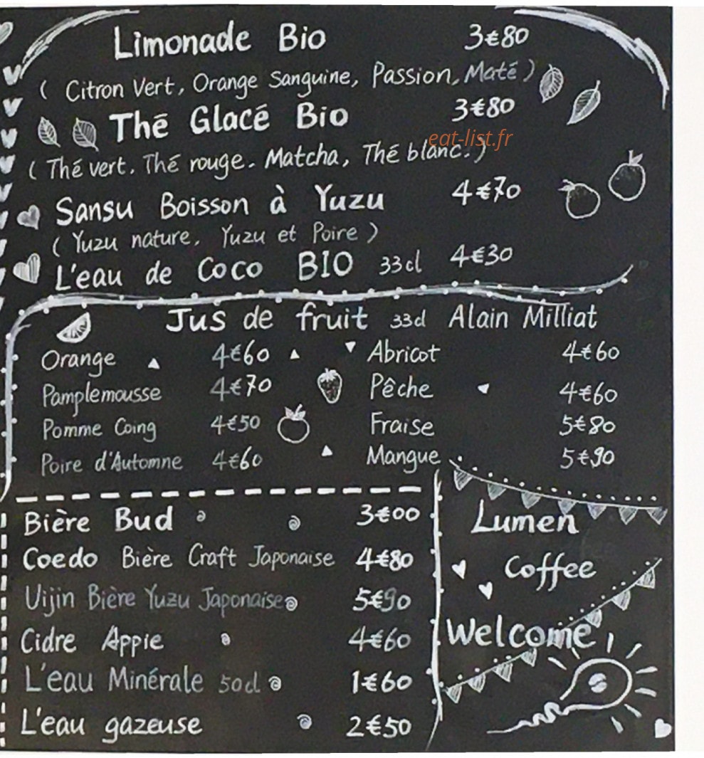 Lumen coffee — carte page 3