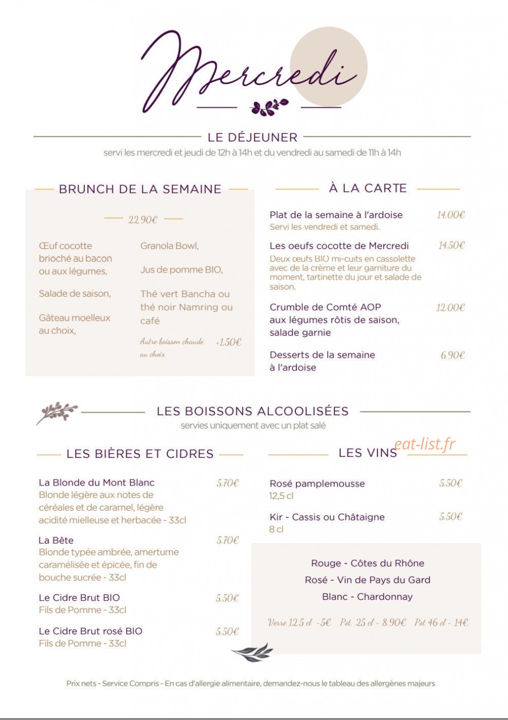Mercredi Biscuiterie — carte page 1