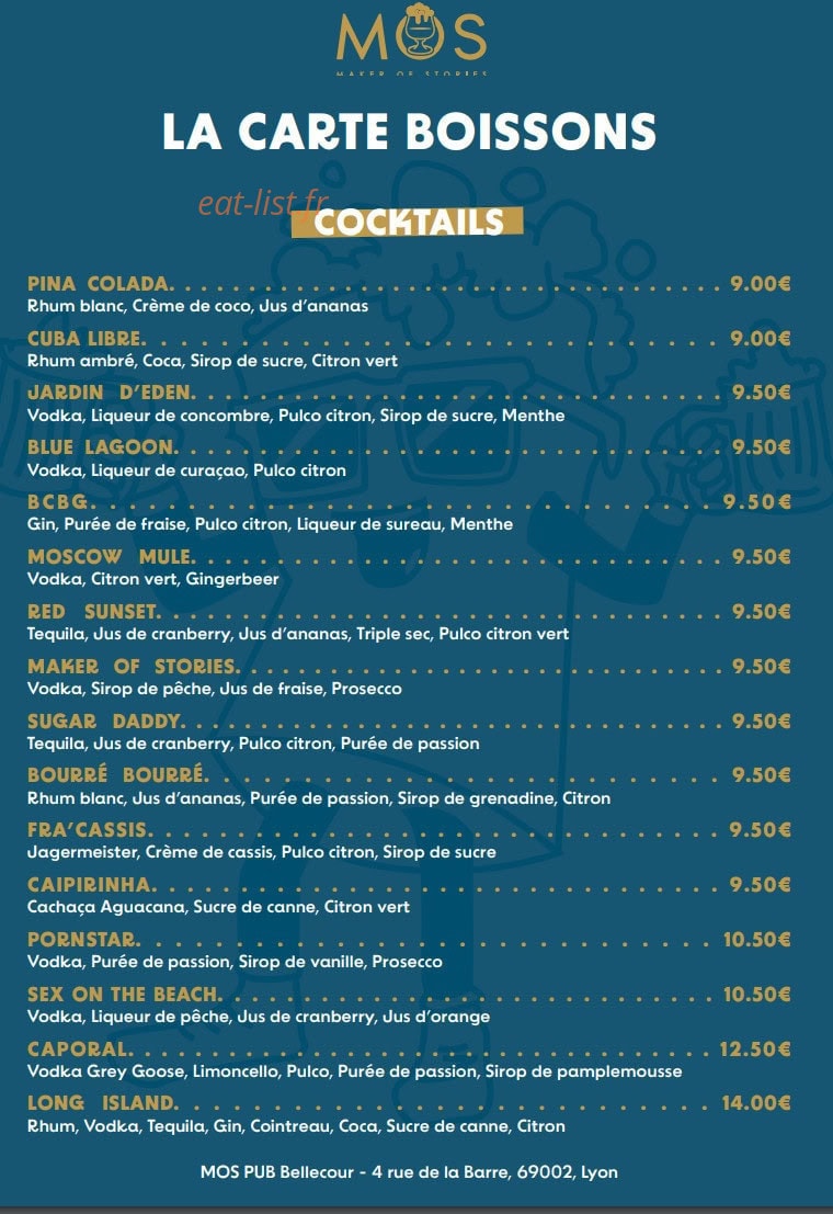 Mos Pub — carte page 1