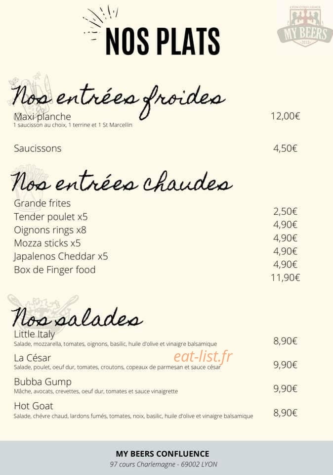My Beers — carte page 1