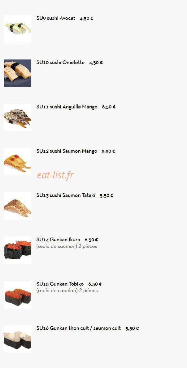 NIHON SUSHI — carte page 4