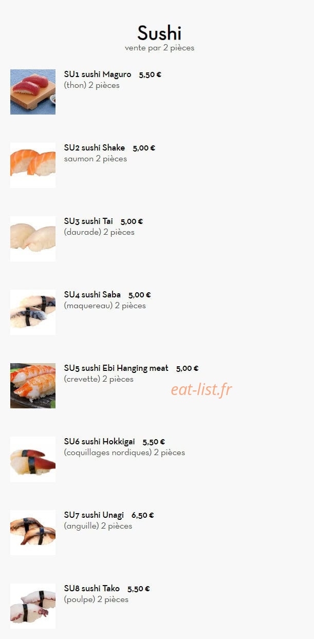 NIHON SUSHI — carte page 3