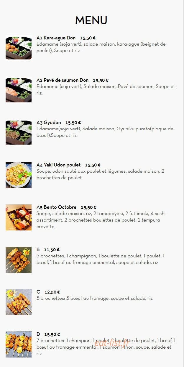 NIHON SUSHI — carte page 9