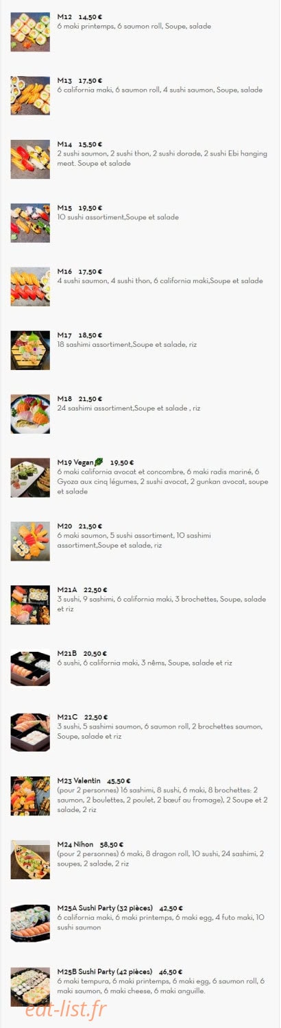 NIHON SUSHI — carte page 10