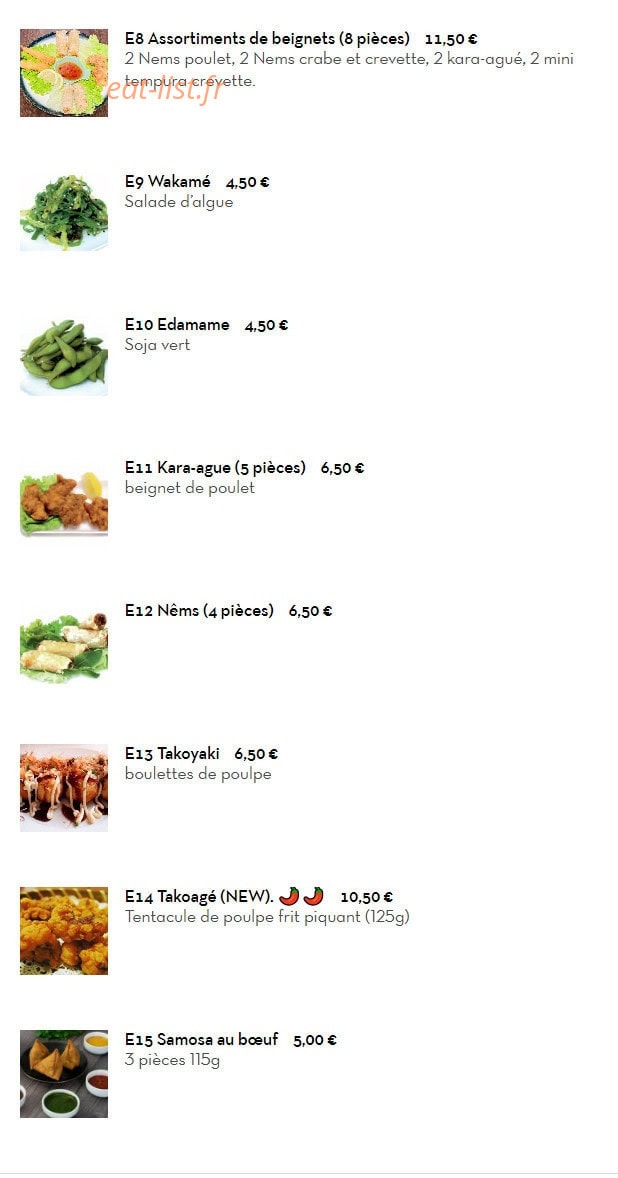 NIHON SUSHI — carte page 2