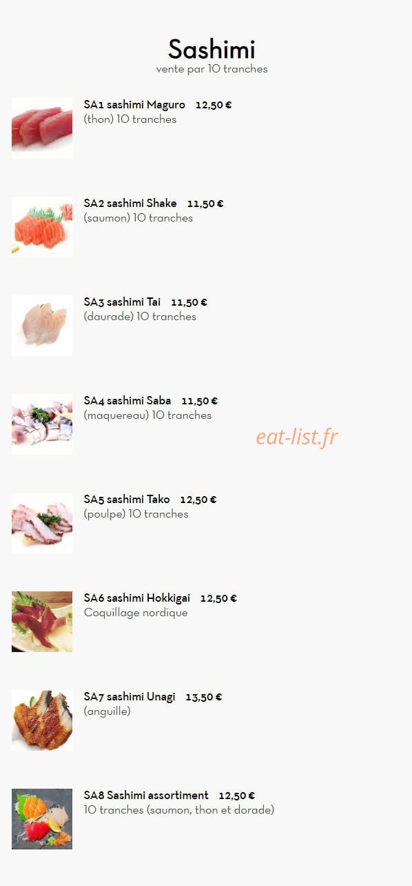 NIHON SUSHI — carte page 5