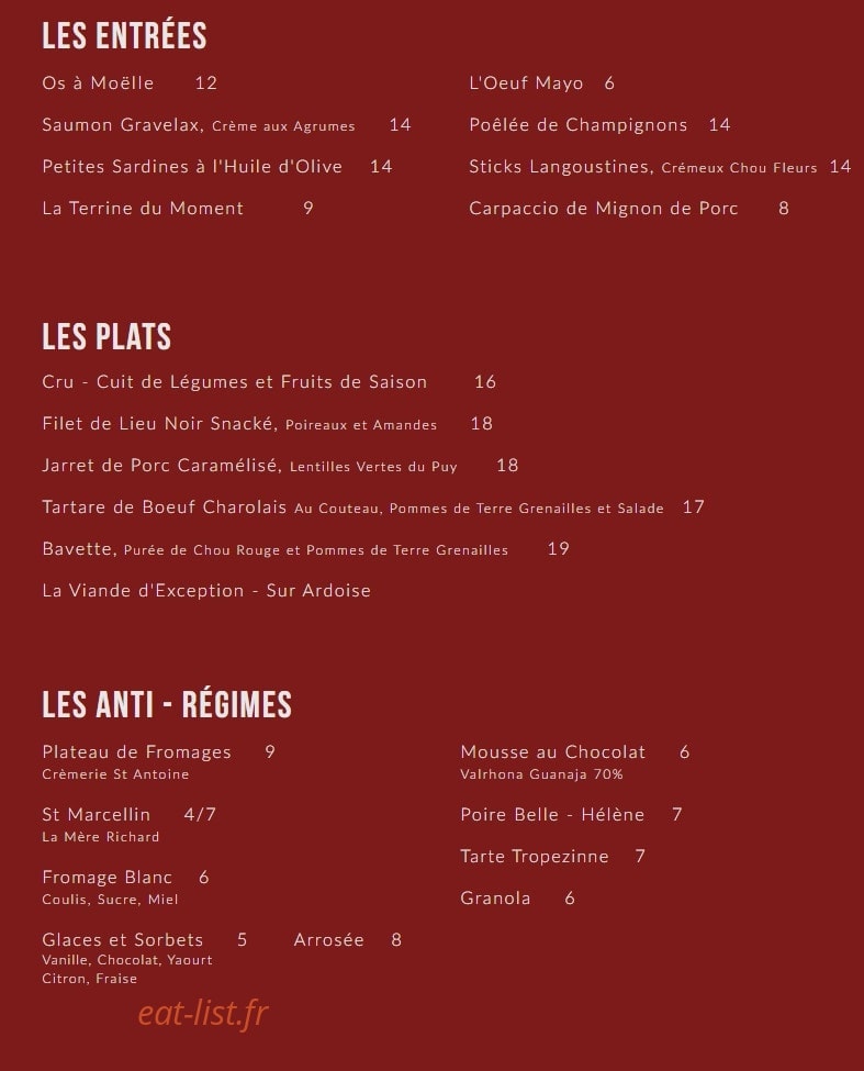 Terrazzura lyon menu