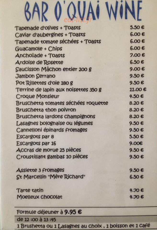 O quai Wine — carte page 2