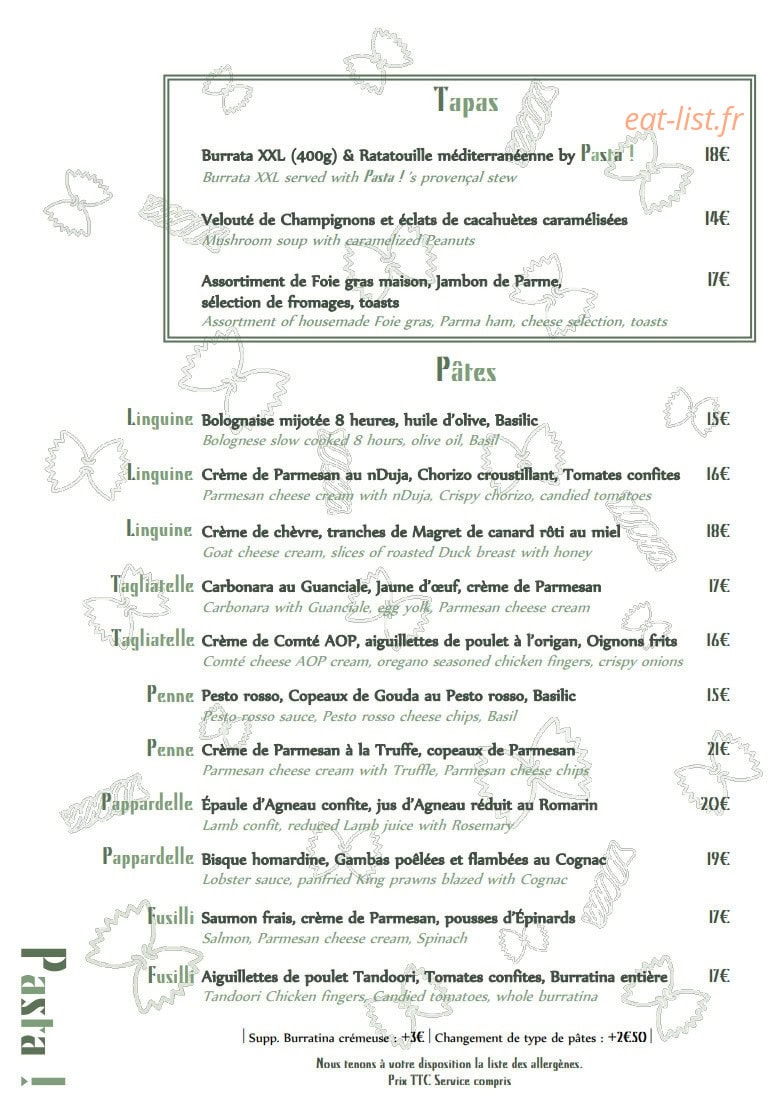 Pasta! — carte page 6