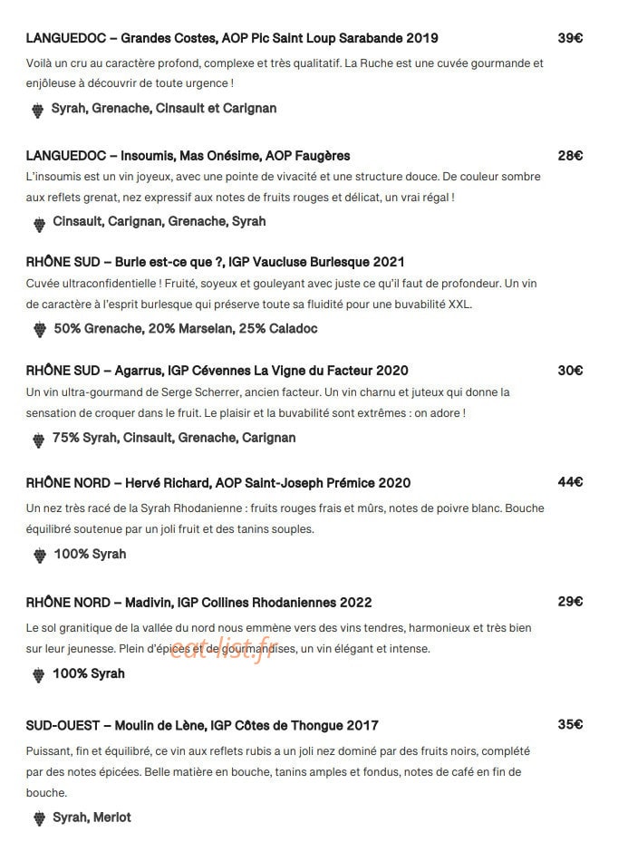Pop and Wine — carte page 5