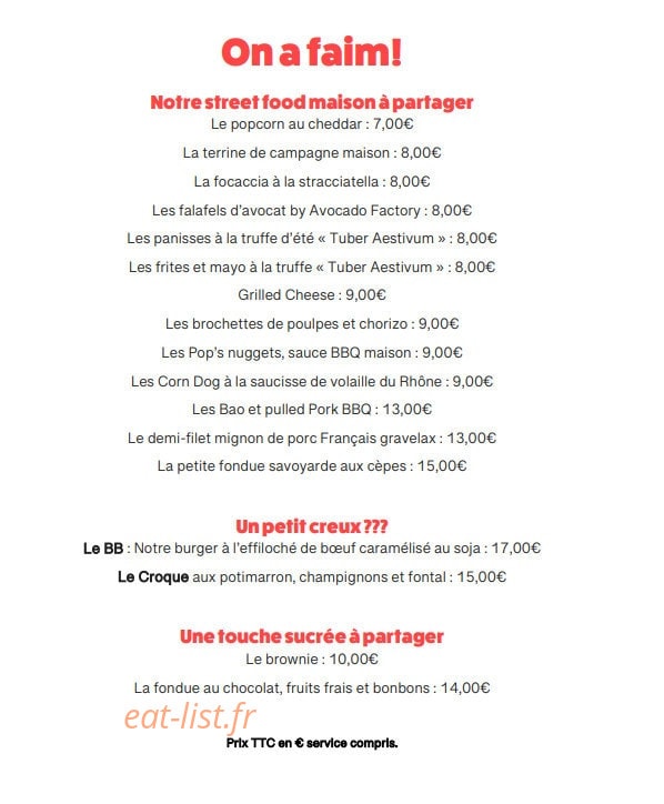 Pop and Wine — carte page 2
