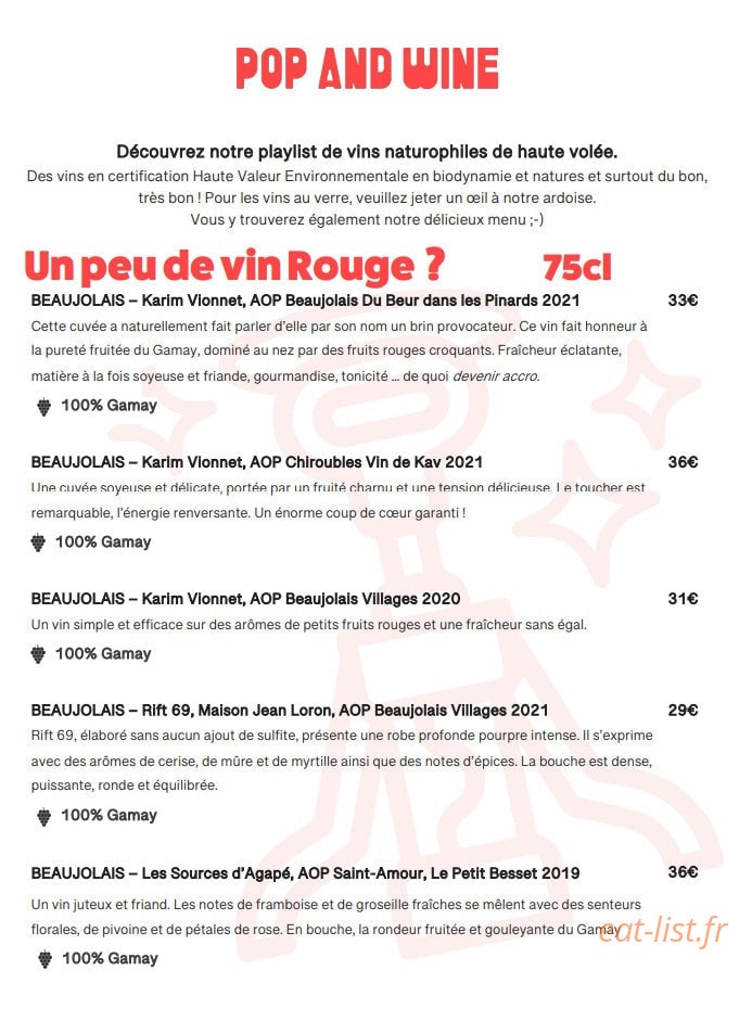 Pop and Wine — carte page 3