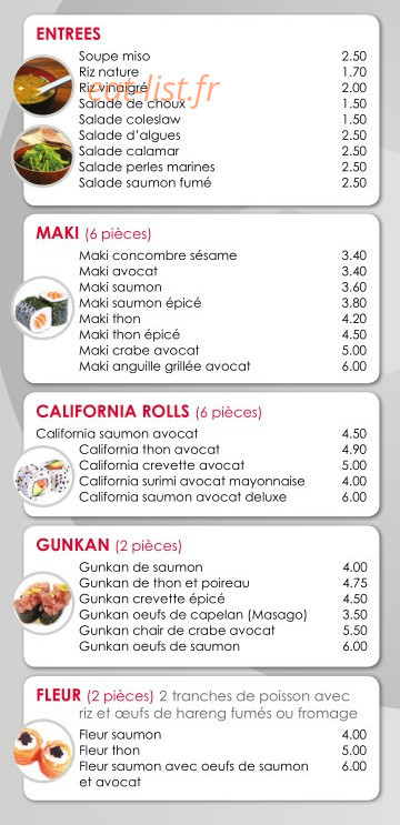 Saint-Paul Sushi — carte page 1