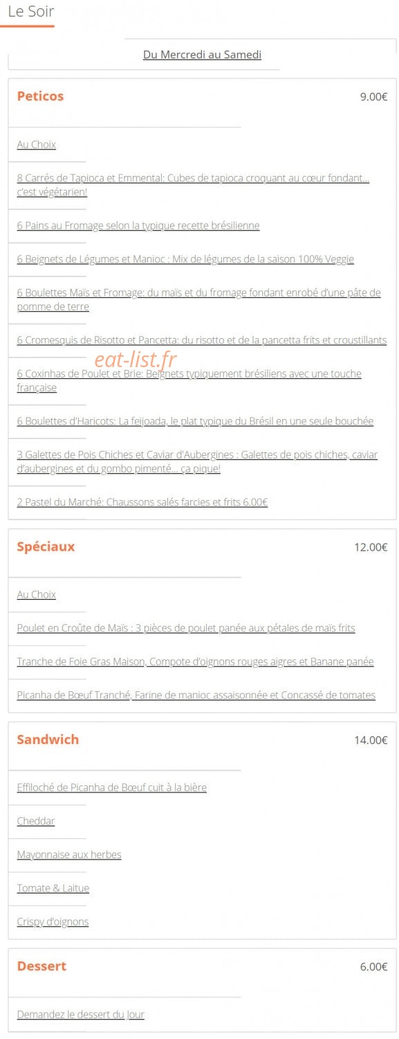 Sampa Cuisine & Culture — carte page 2