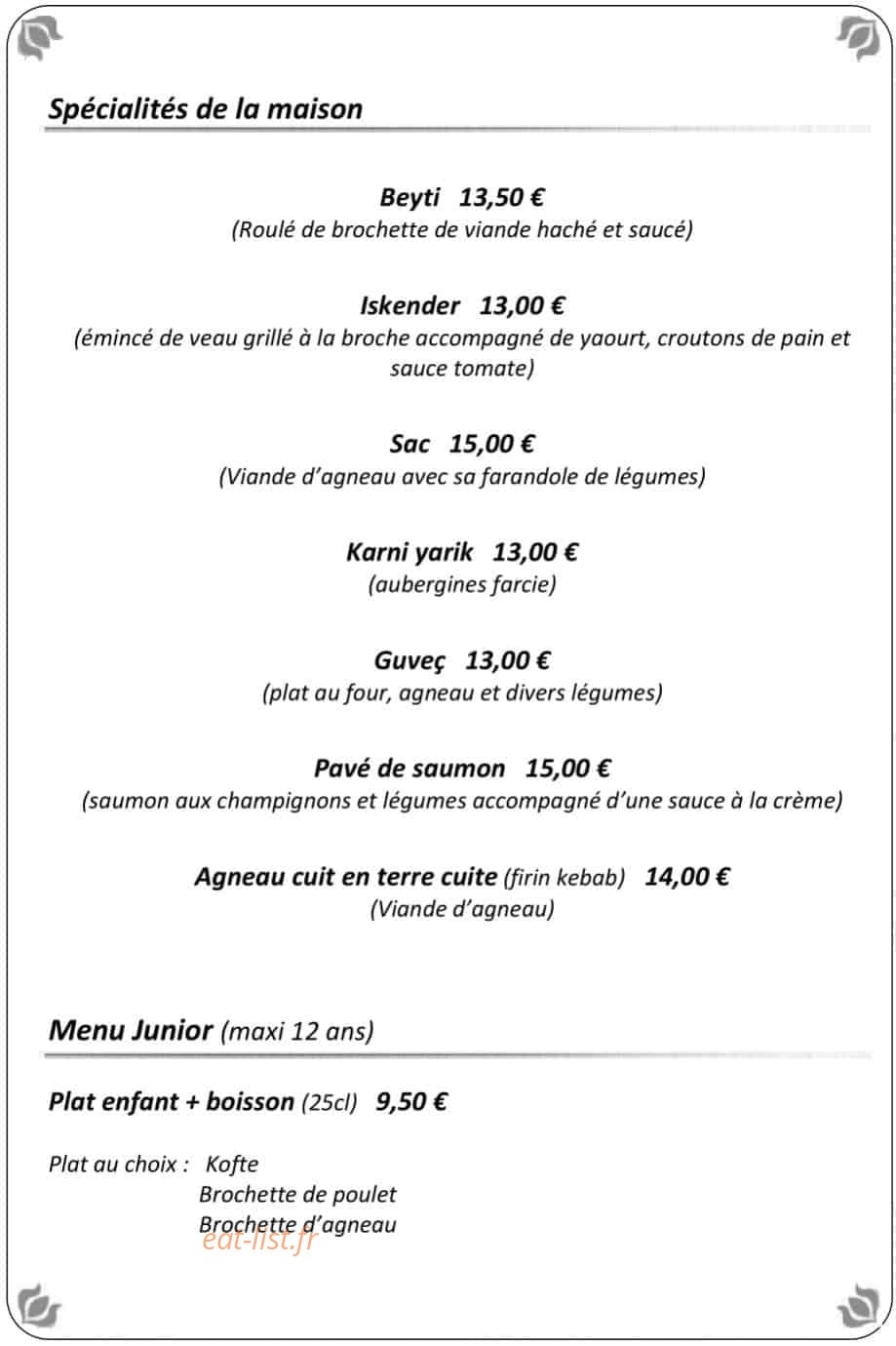 Saveurs d'Orient — carte page 5