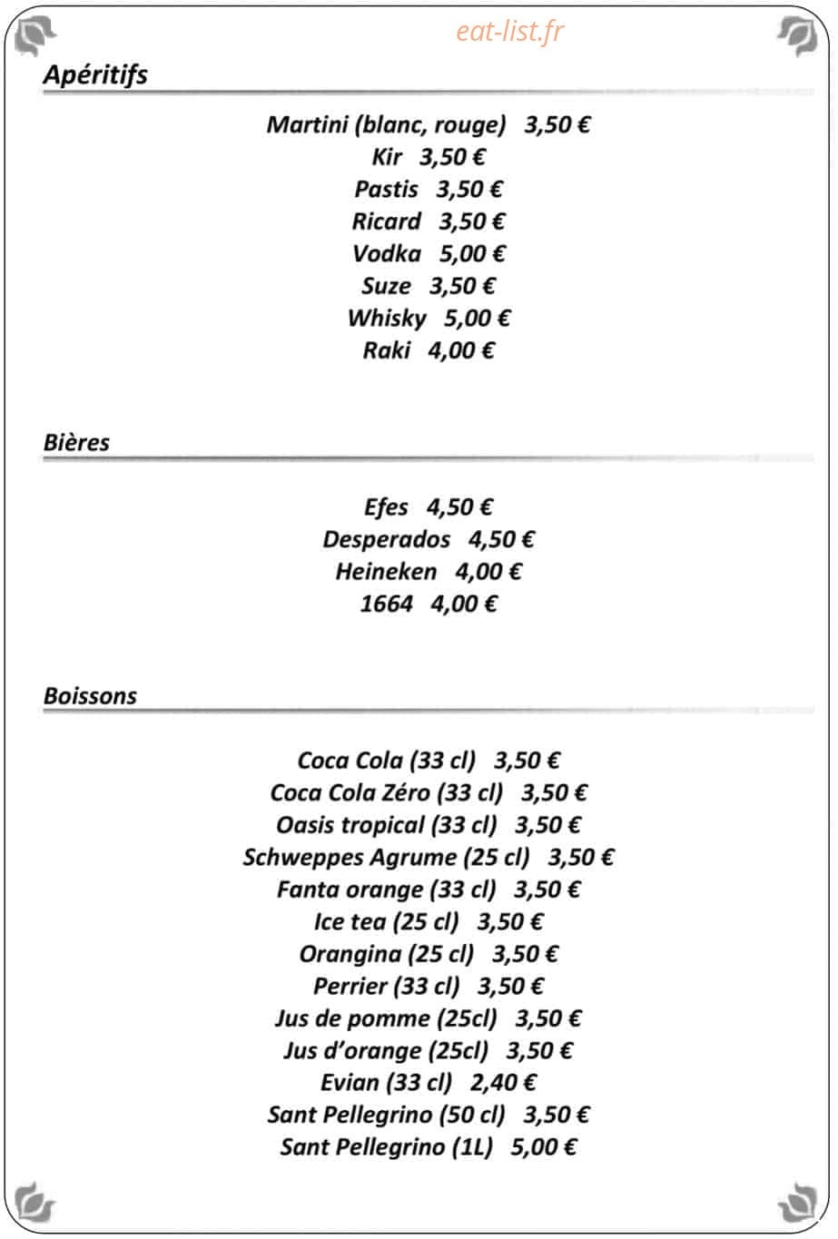 Saveurs d'Orient — carte page 2