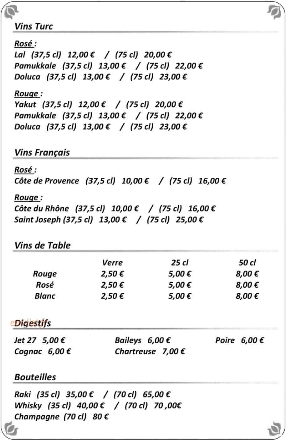 Saveurs d'Orient — carte page 9