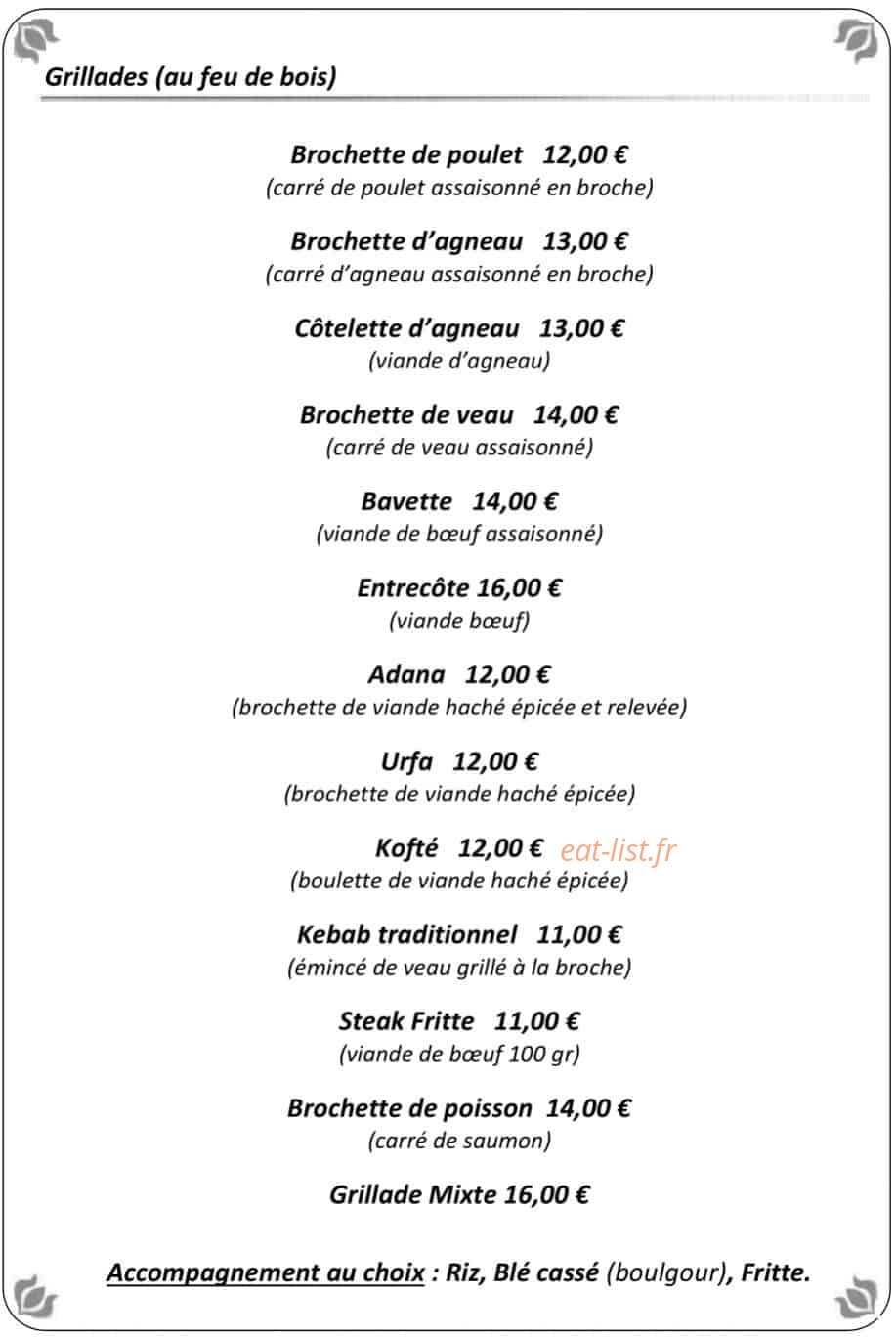 Saveurs d'Orient — carte page 4